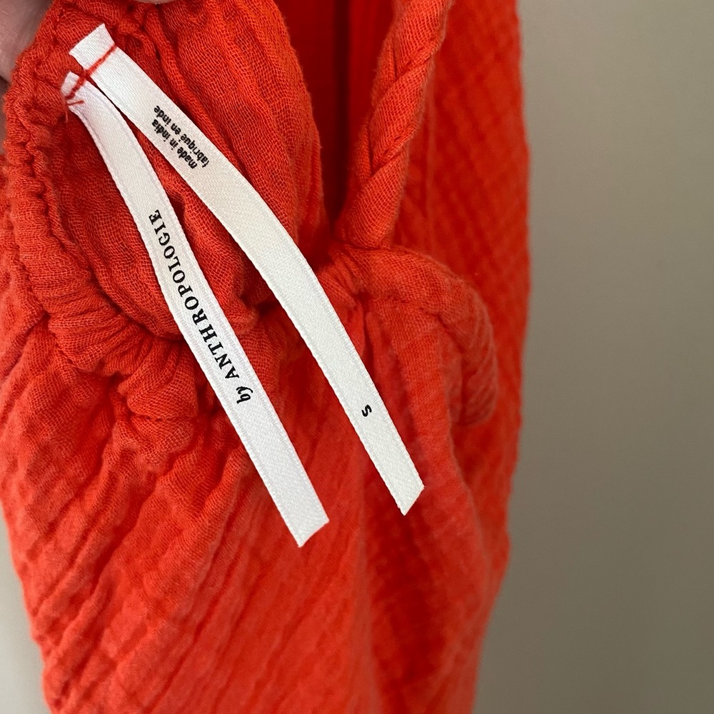Anthropologie Braided Halter Mini Dress Orange Beach Pool Size Small Boho Summer - Picture 6 of 8